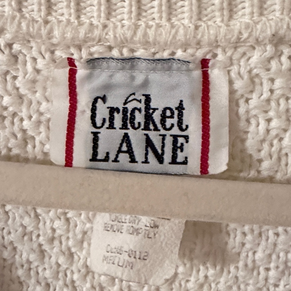 Vintage Cricket Lane V-Neck Cable Floral Rose Cardigan Cream/Blue Size Medium - Picture 2 of 8